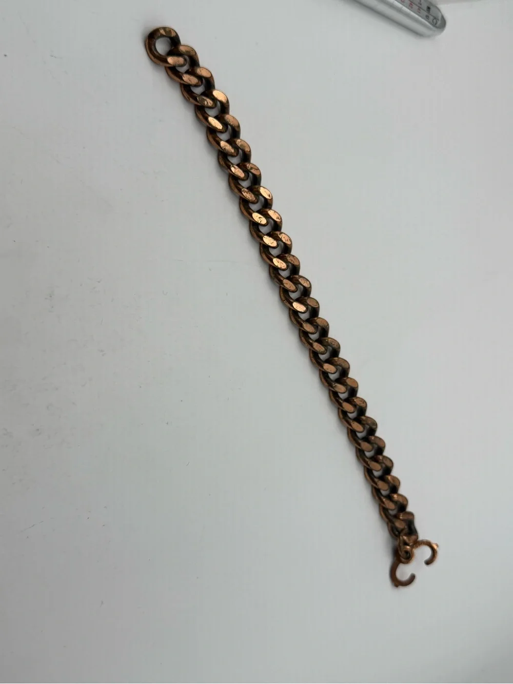 Copper Chunky Curb Link Bracelet Heavy Chain Patina Statement Jewelry